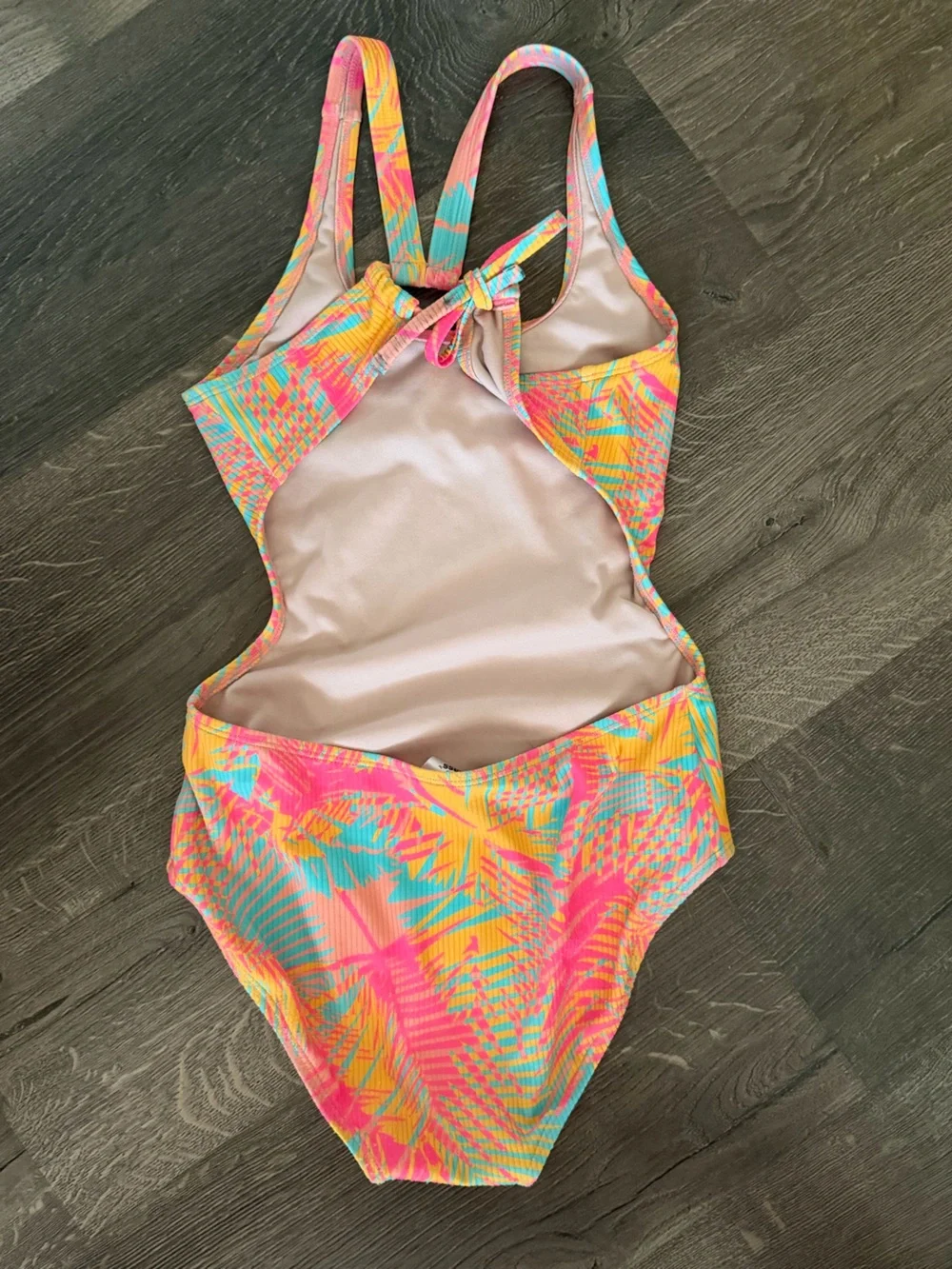 art class Neon Pink, Yellow & Aqua Stripe Swimsuit